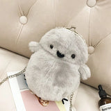 Plush Chicken Handbags Metal Chains Shoulder Bags Chick Crossbody Bags