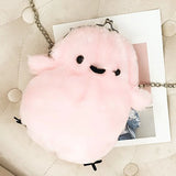 Plush Chicken Handbags Metal Chains Shoulder Bags Chick Crossbody Bags