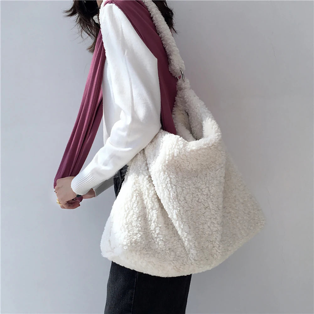 Soft Plush Shoulder Bag Messenger Crossbody Bag Large Capacity Women Handbags