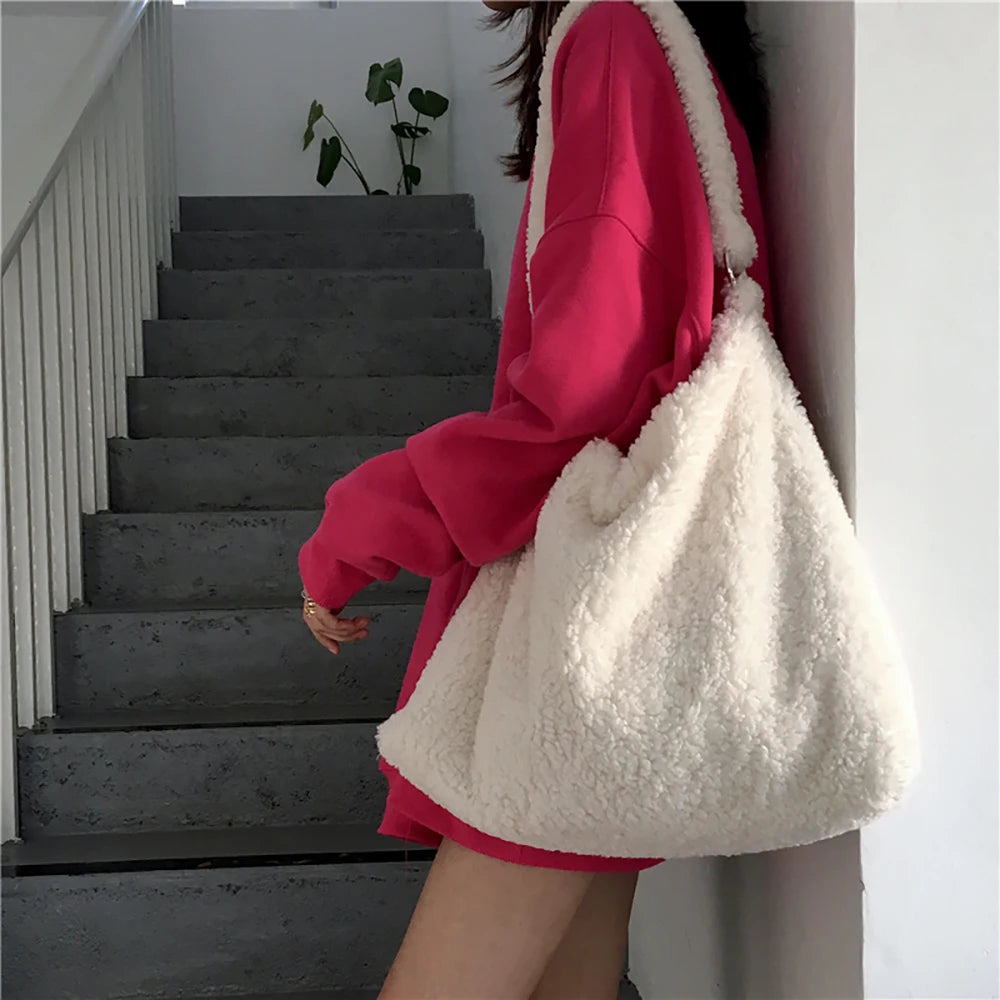 Soft Plush Shoulder Bag Messenger Crossbody Bag Large Capacity Women Handbags