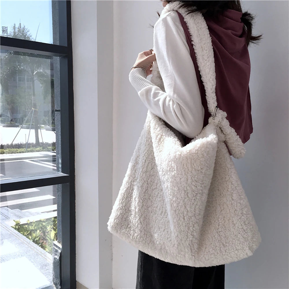 Soft Plush Shoulder Bag Messenger Crossbody Bag Large Capacity Women Handbags