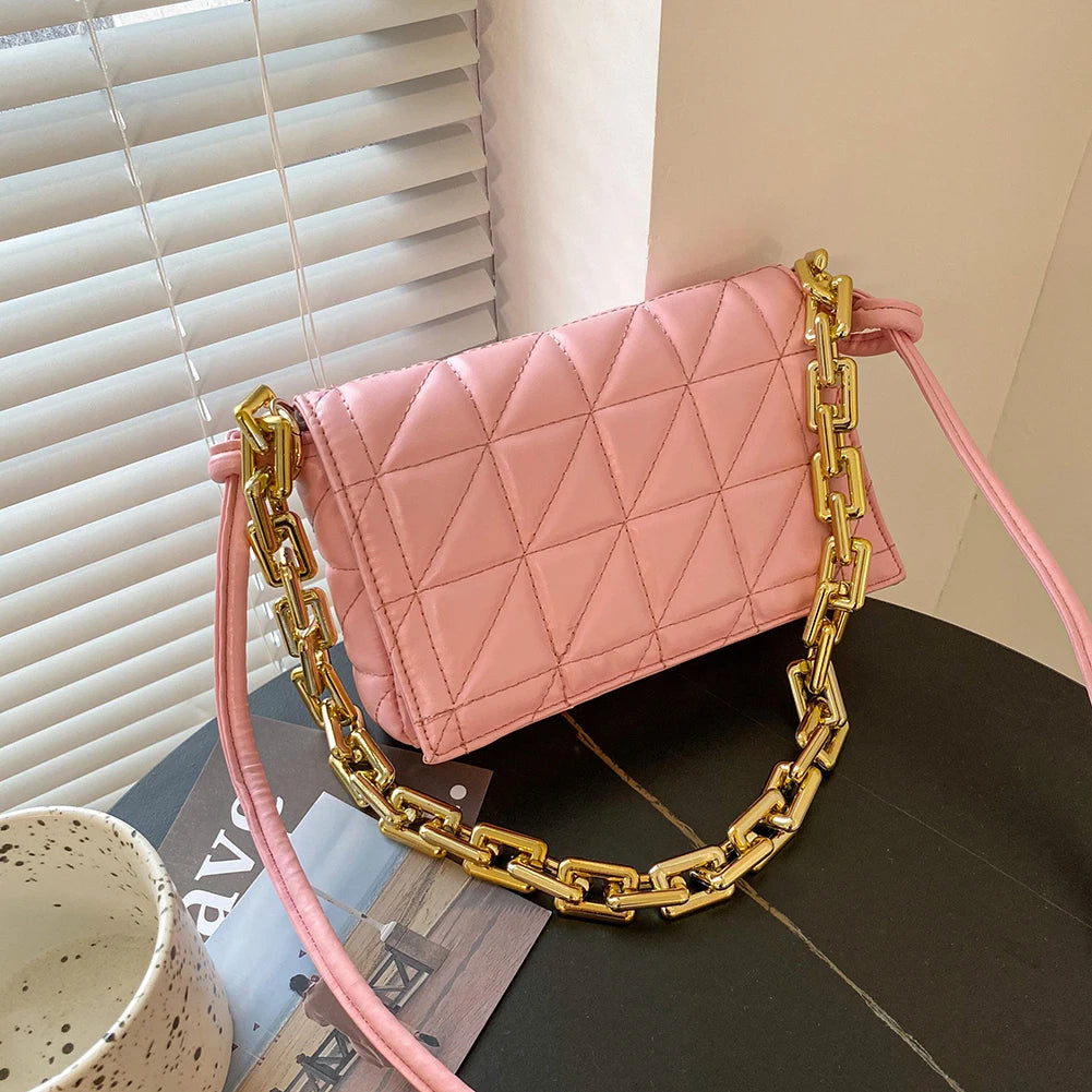 Soft Pu Leather Chain Shoulder Bag Green Clutch Tote Bags for Women