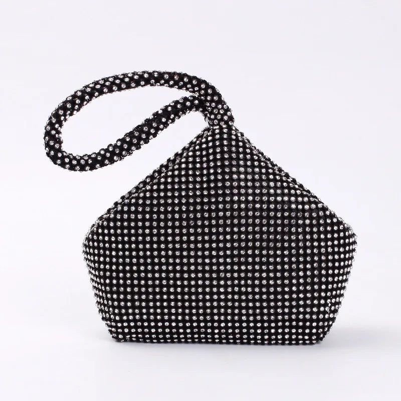 Silver Rhinestones Evening Bags Zipper Mini Clutch