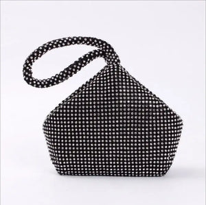 Silver Rhinestones Evening Bags Zipper Mini Clutch