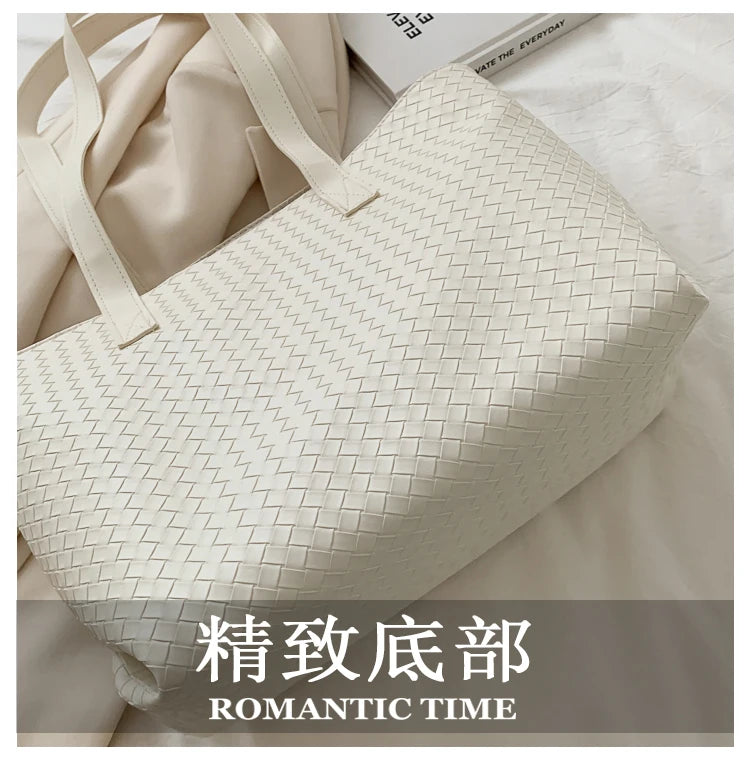 Soft Weave Handbag Women Large Capacity Handbags High Woven Shoulder Bag