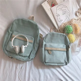 Sweet Pink Canvas Backpack Women School Bag Casual Travel Harajuku Teens