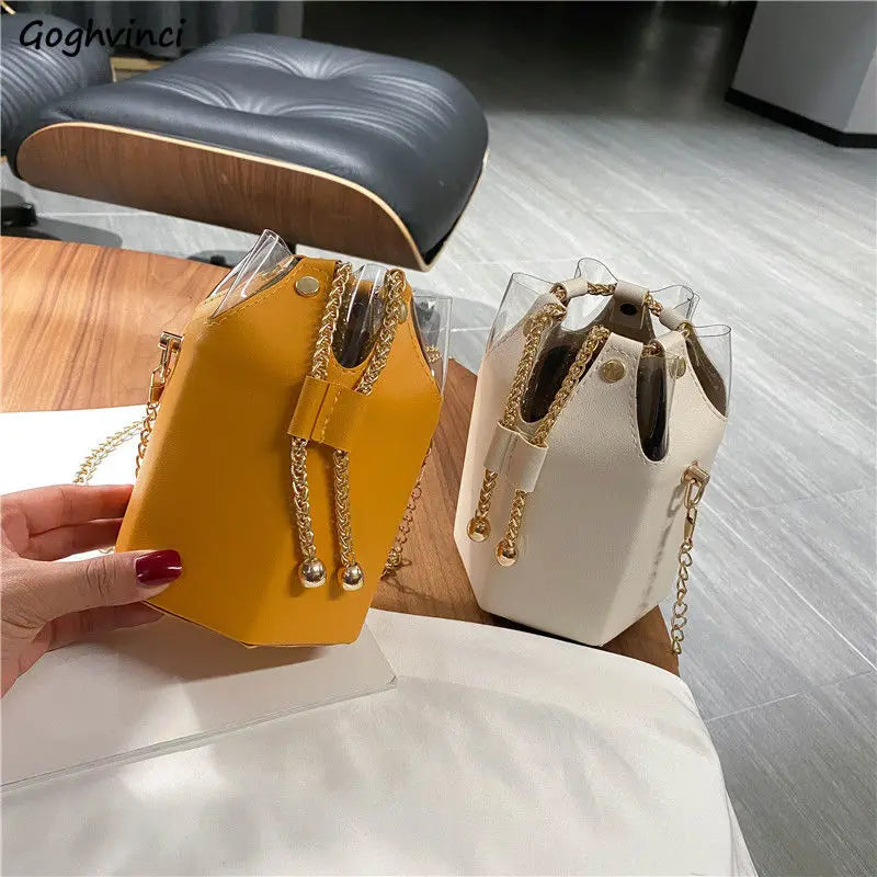 Solid Bucket Shoulder Bags Women Versatile Satchel PU Womens Handbags