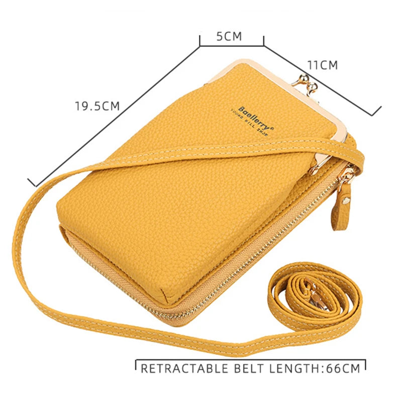 Leather Cell Phone Shoulder Bag for Women Crossbody Hand Bag Zipper Purse