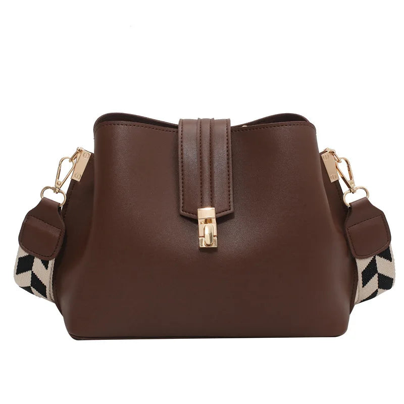 Vintage Crossbody Bucket Bag Leather Shoulder Handbag