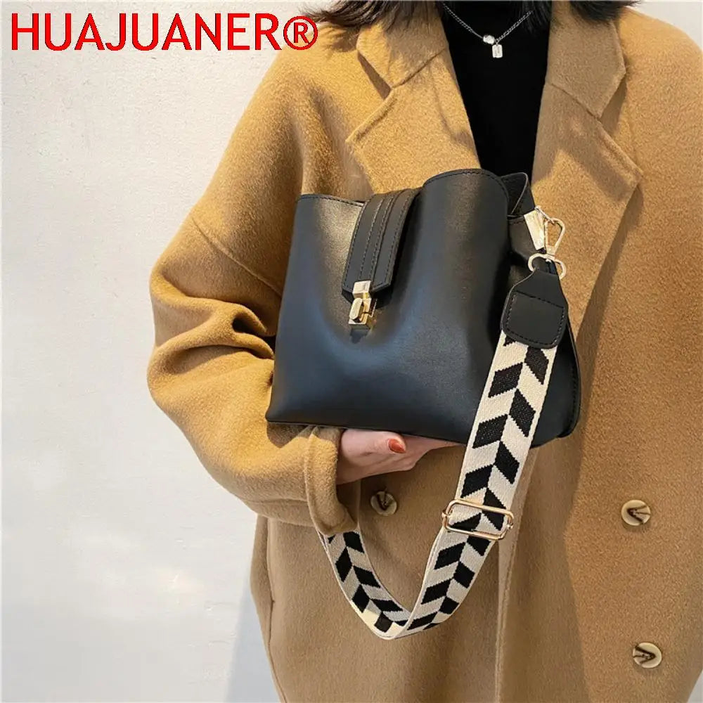 Vintage Crossbody Bucket Bag Leather Shoulder Handbag