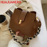 Vintage Crossbody Bucket Bag Leather Shoulder Handbag