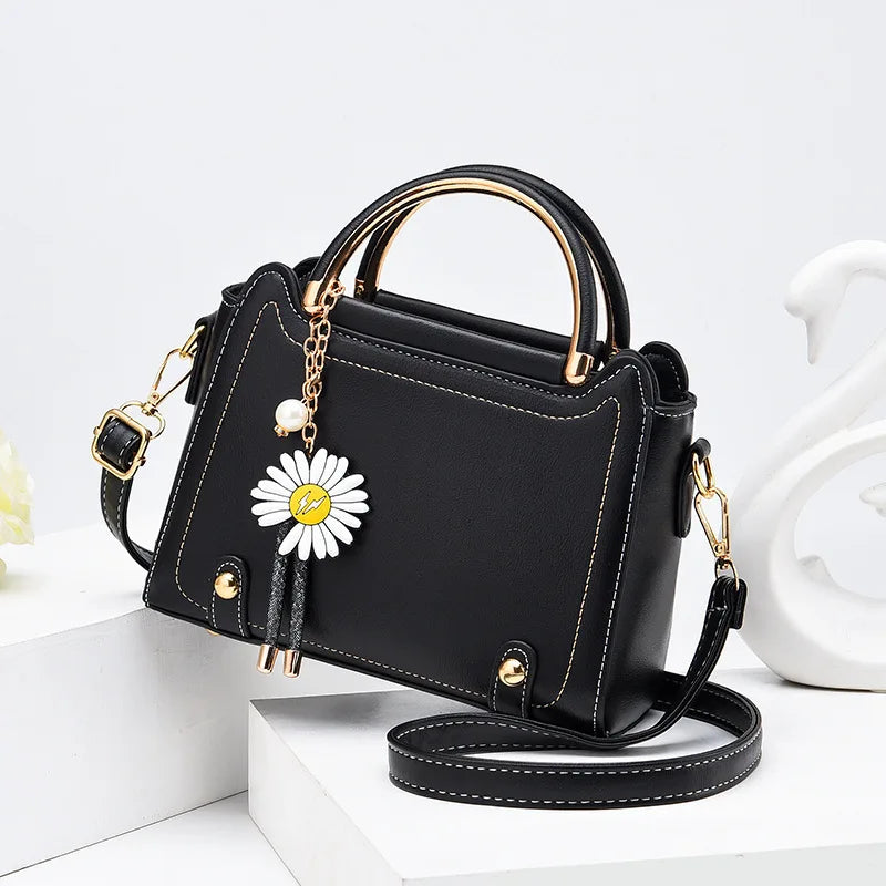 Solid Leather Handbags for Women Crossbody Shoulder Bags