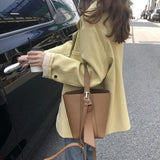 PU Leather Bucket Bags For Women Shoulder Crossbody Bag Handbags Purses