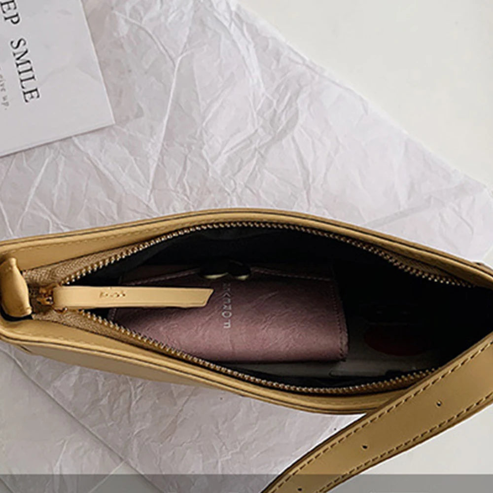 Solid PU Leather Shoulder Bags For Women Trends Handbags Small Travel Hand Bag
