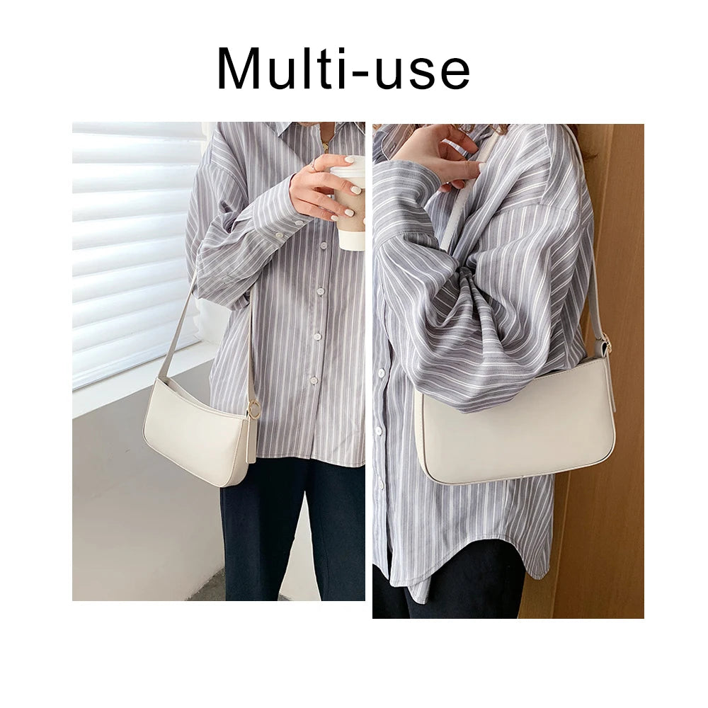 Solid PU Leather Shoulder Bags For Women Trends Handbags Small Travel Hand Bag