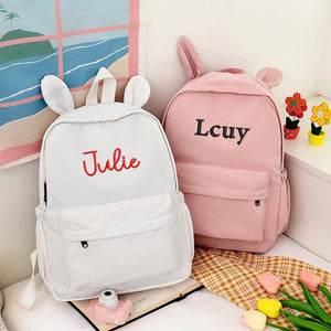 Solid Rabbit Backpack Personalized Embroidered Name Large Capacity