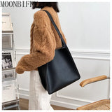Solid Shopper Bag Women Shoulder Bag Women Tote Bag PU Leather Handbag