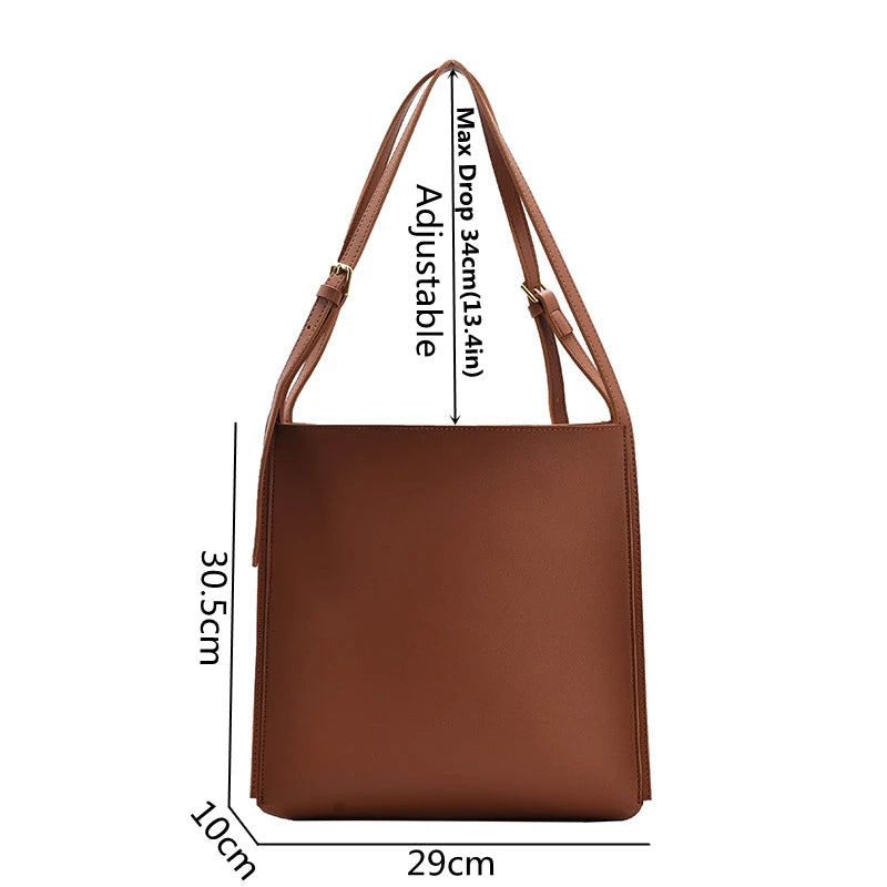 Solid Shopper Bag Women Shoulder Bag Women Tote Bag PU Leather Handbag