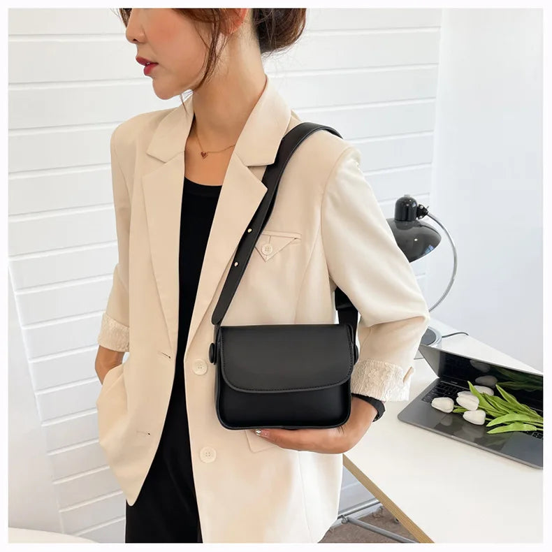 Women's Solid PU Leather Shoulder Bag Crossbody Square High Bag