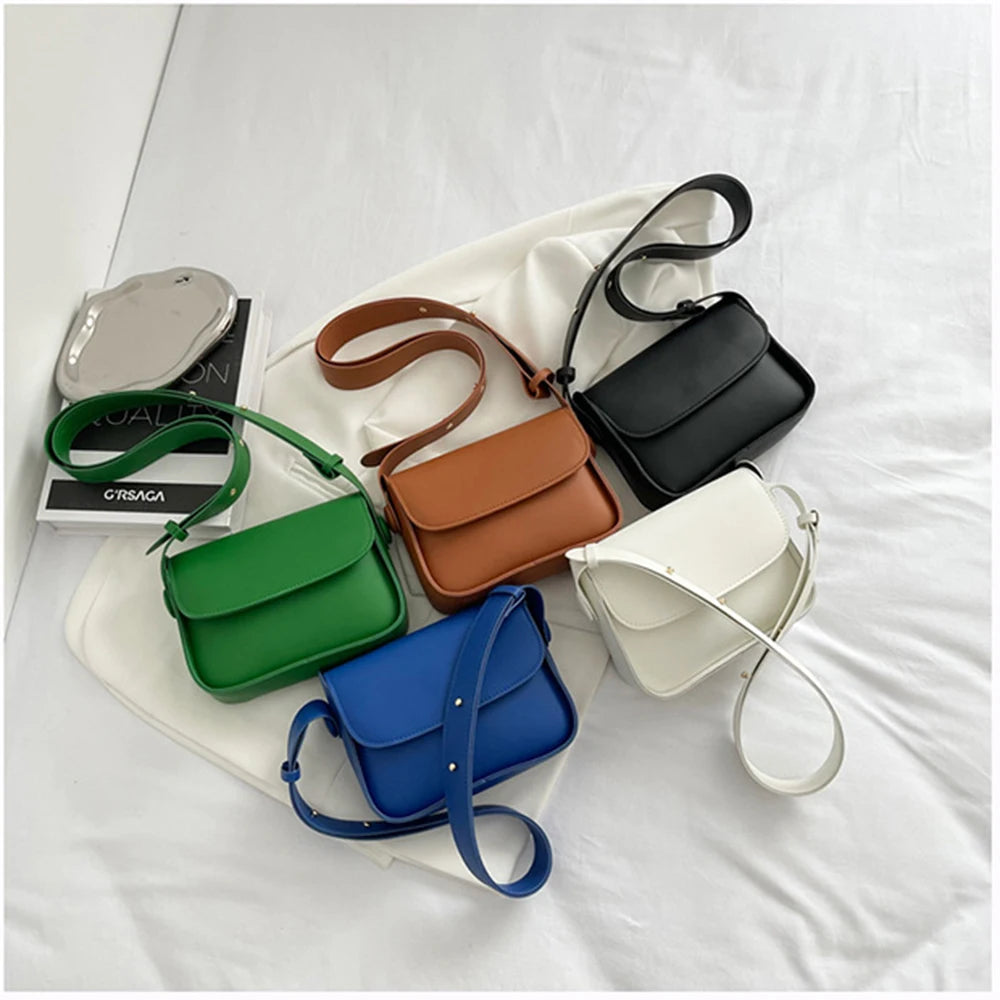 Women's Solid PU Leather Shoulder Bag Crossbody Square High Bag