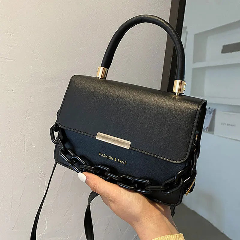 Soft Leather Small Square Bag Chain Handbags For Women