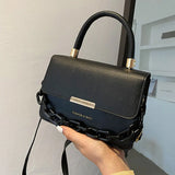 Soft Leather Small Square Bag Chain Handbags For Women