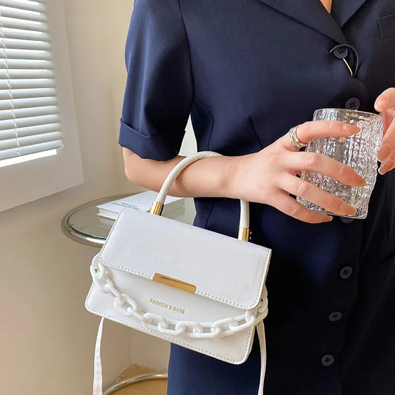 Soft Leather Small Square Bag Chain Handbags For Women