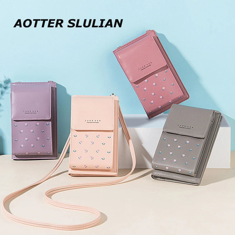 Small Wallet Shoulder Bag Floral Letter Phone Money Purse Organizer