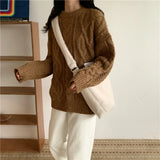 Soft Faux Fur Women Messenger Bag Large Capacity Shoulder Tote
