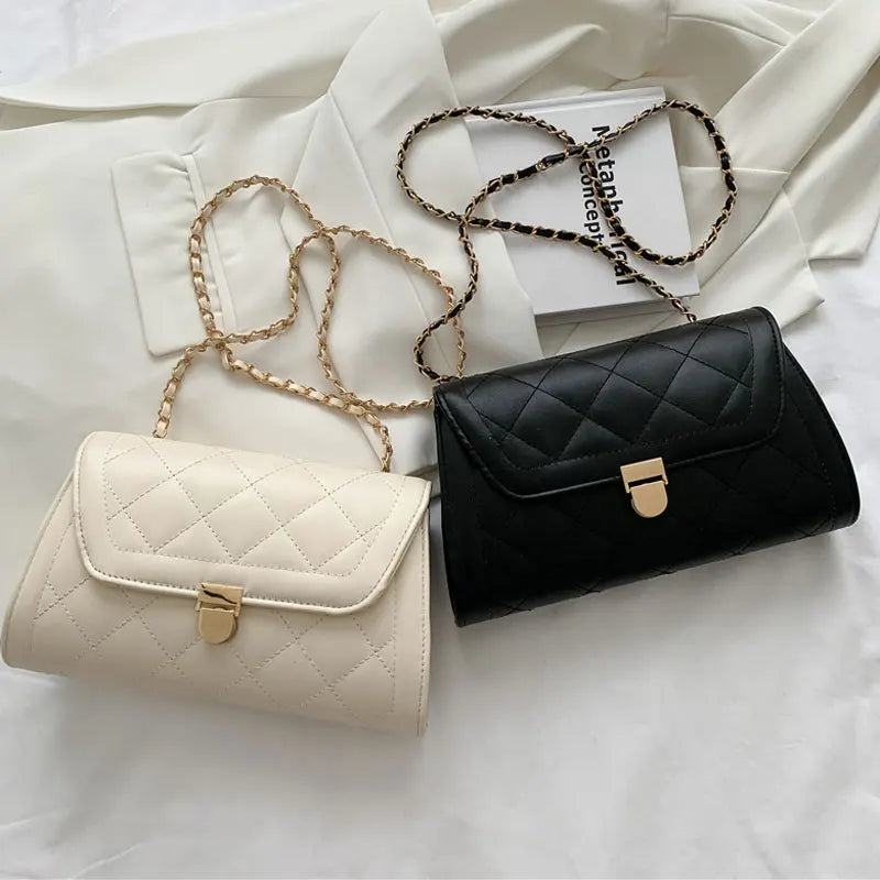 Women's Pu Leather Shoulder Bag Diamond Lattice Small Bag