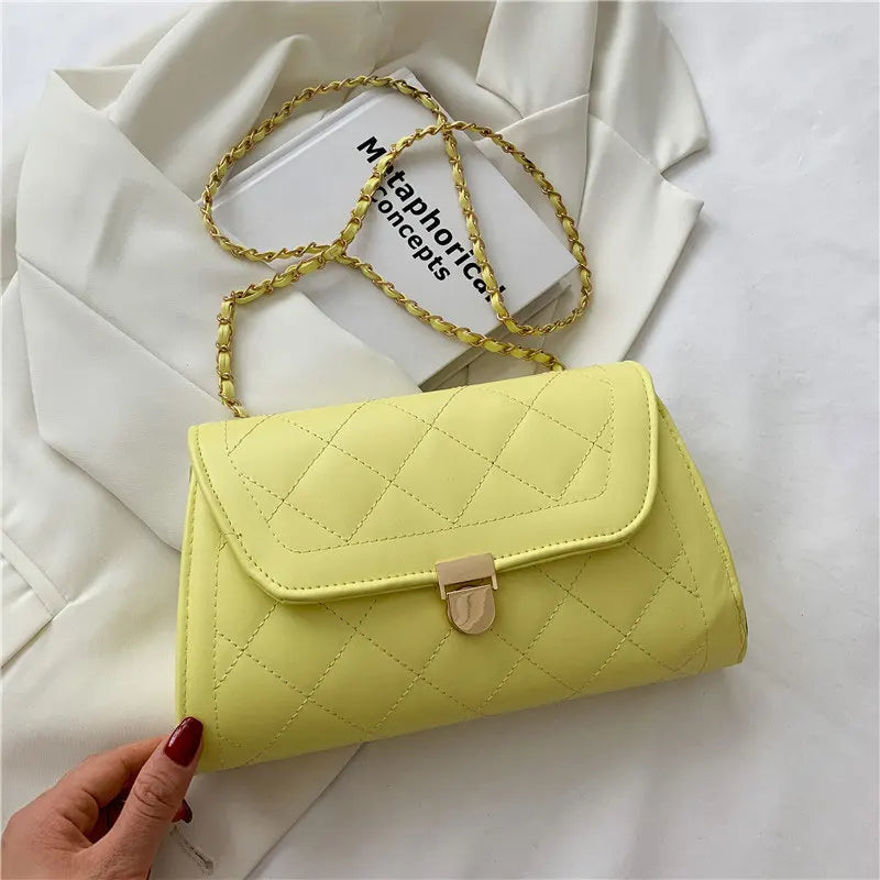 Women's Pu Leather Shoulder Bag Diamond Lattice Small Bag