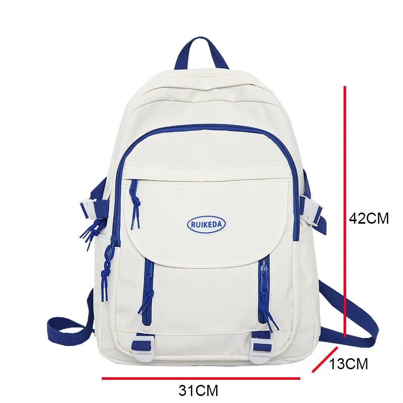 Solid Woman Backpack Casual Student Rucksack Large Capacity Laptop Schoolbag