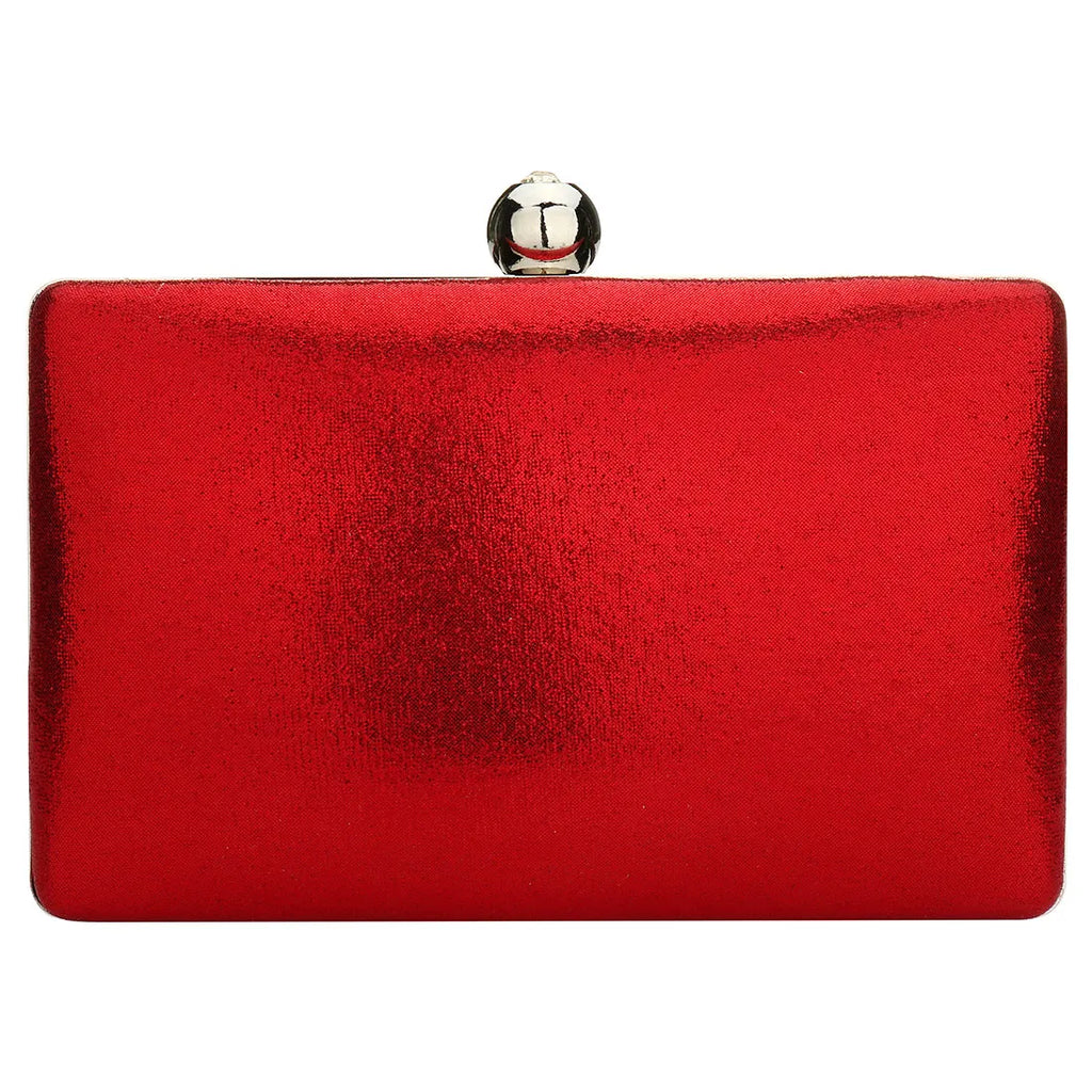 Red Leather Evening Bag Chain Party Shoulder Bags
