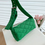 Green Shoulder Bag Rhombus Embroidered Canvas Messenger Bag