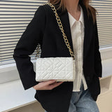 Metal Chain PU Leather Shoulder Square Bag for Women