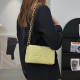 Metal Chain PU Leather Shoulder Square Bag for Women