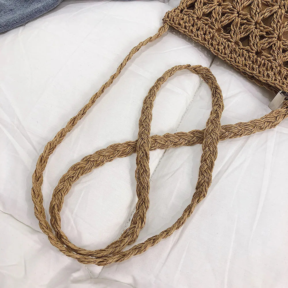 Solid Tassel Handbags Paper Woven Women Summer Beach Vintage Top-handle Bags