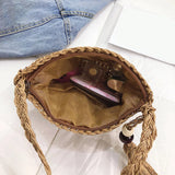 Solid Tassel Handbags Paper Woven Women Summer Beach Vintage Top-handle Bags
