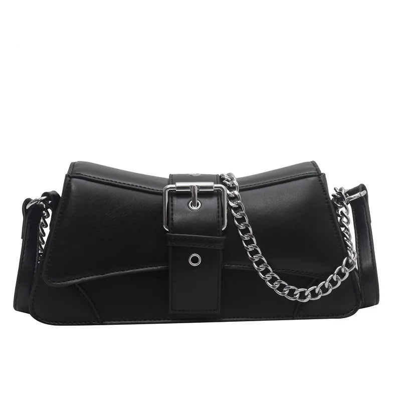 Solid Women Chain Shoulder Side Bag Small PU Leather Handbag And Wallet