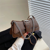Solid Women Chain Shoulder Side Bag Small PU Leather Handbag And Wallet