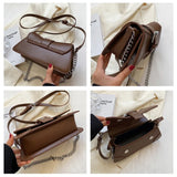Solid Women Chain Shoulder Side Bag Small PU Leather Handbag And Wallet