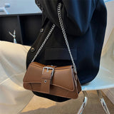 Solid Women Chain Shoulder Side Bag Small PU Leather Handbag And Wallet