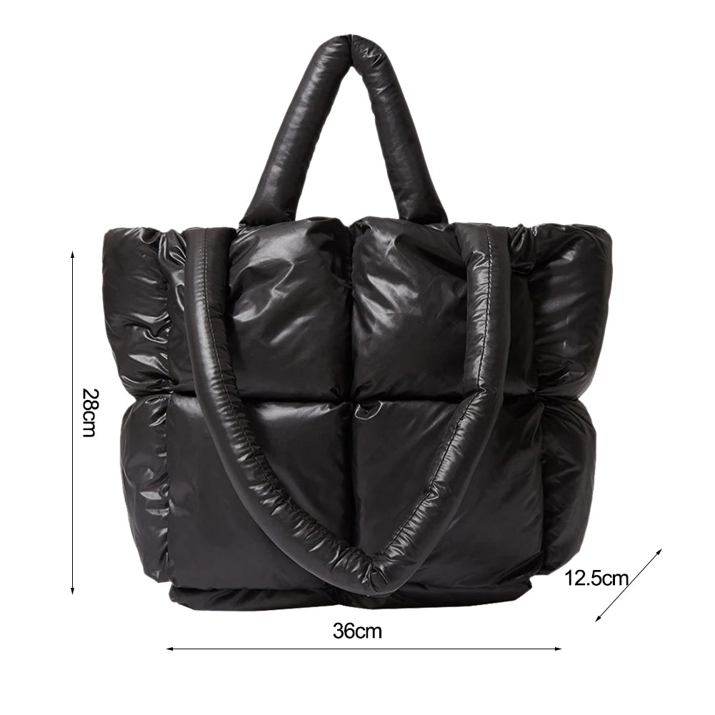 Quilted Cotton Handbag Large Tote Padded Crossbody Bag