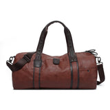 Brown Leather Sports Gym Bag for Men Duffle Travel Luggage Shoulder Bag