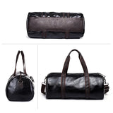 Brown Leather Sports Gym Bag for Men Duffle Travel Luggage Shoulder Bag