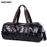Brown Leather Sports Gym Bag for Men Duffle Travel Luggage Shoulder Bag