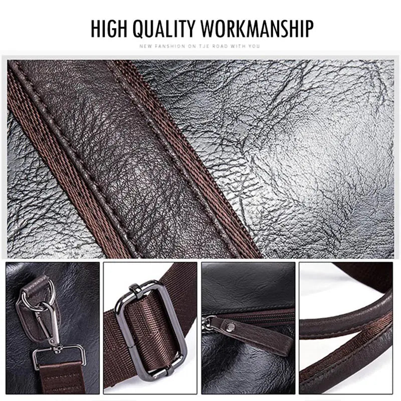 Brown Leather Sports Gym Bag for Men Duffle Travel Luggage Shoulder Bag