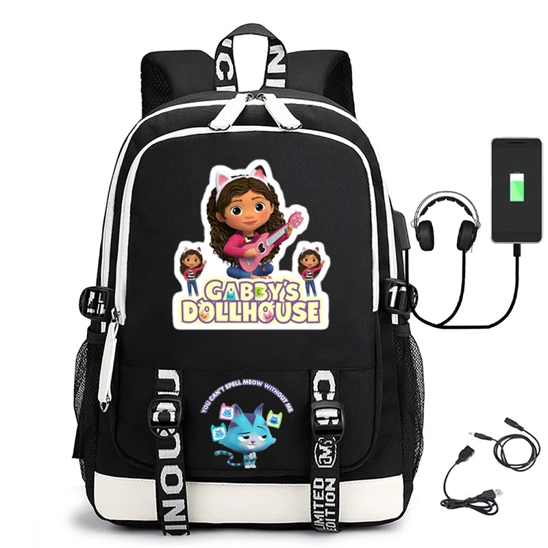 Teen Gabby's Dollhouse Schoolbag With USB Computer Bag
