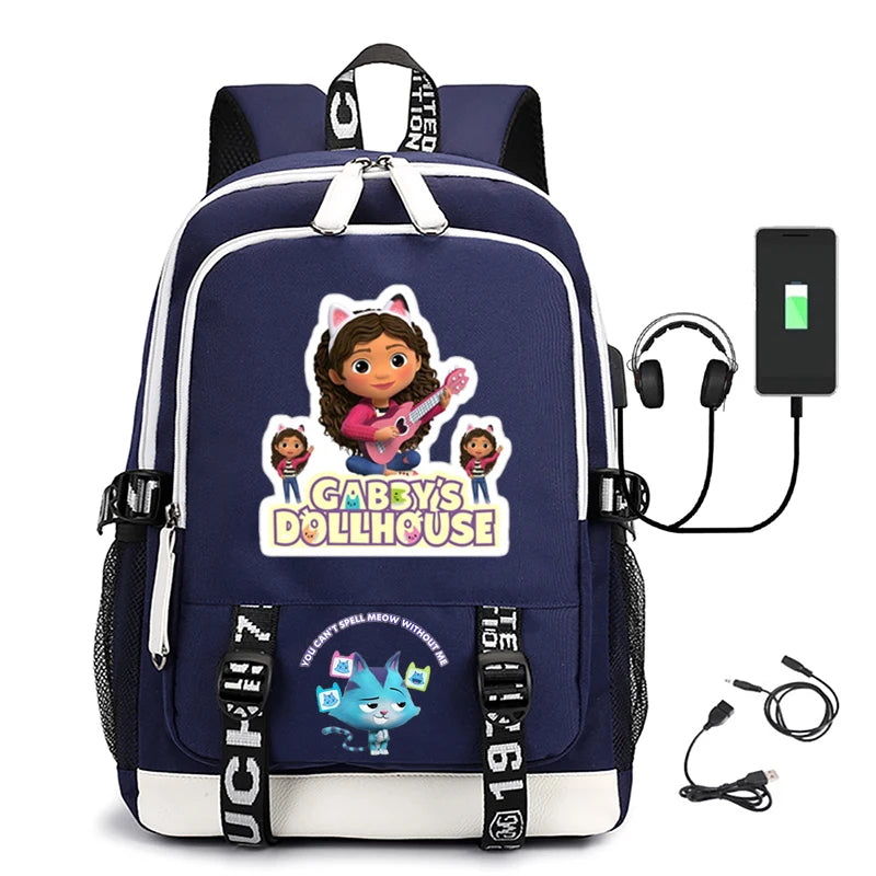 Teen Gabby's Dollhouse Schoolbag With USB Computer Bag