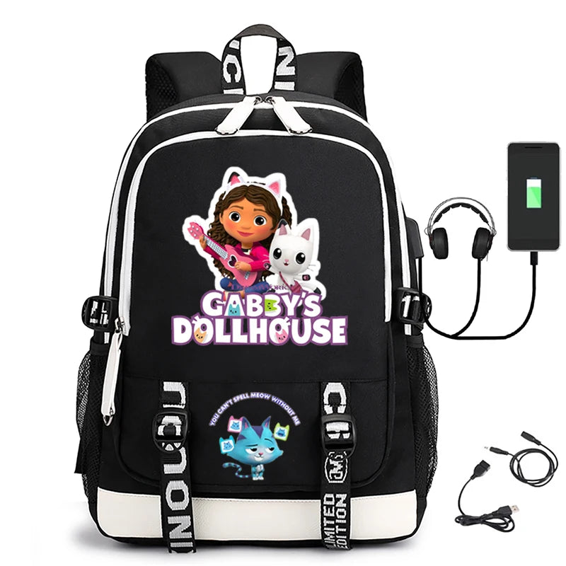 Teen Gabby's Dollhouse Schoolbag With USB Computer Bag